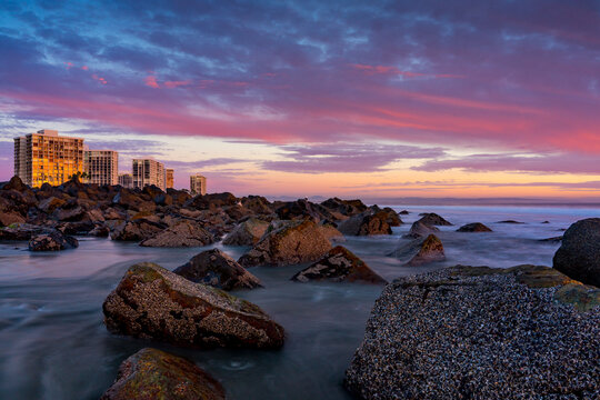 Scenic view of beach during sunset