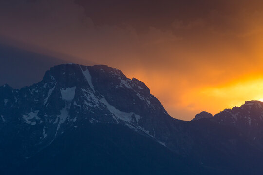 View of Mount Moran During sunset