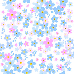 Forget-me-not is a seamless background. Vector illustration.