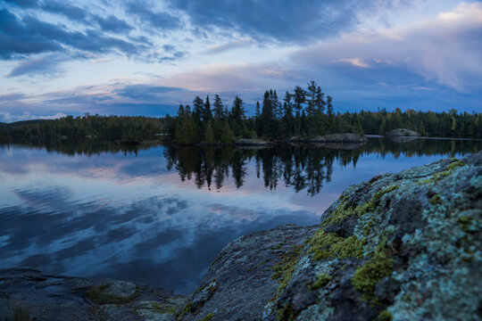 View of Cherokee Lake in Boundary Waters Canoe Area Wilderness during sunset