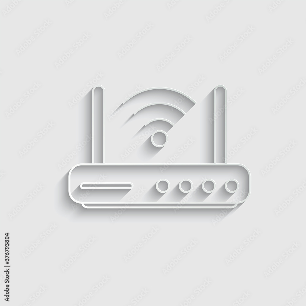 Poster paper wifi router icon vector. internet symbol