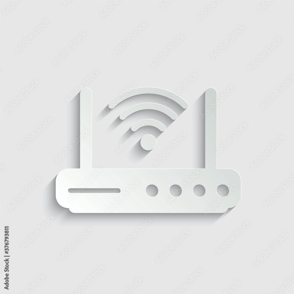 Poster paper wifi router icon vector. internet symbol