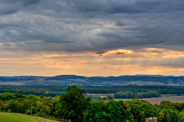 Majestic view over to a beautiful valley, french countryside