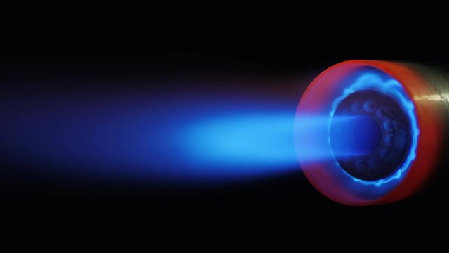Jet engine nozzle on black black ground