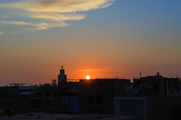 Fototapeta premium sunset in the city