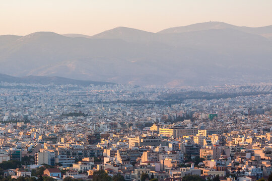View of city during sunset