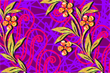 Indonesian batik motifs with very distinctive plant patterns. design with modern colors for various purposes, vector EPS 10