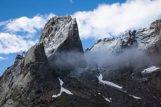 View of War Bonnet Peak dusted with snow