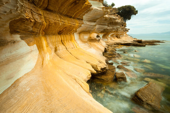 View Of Painted Cliffs In Maria Island National Park