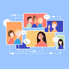 Online communication of global people concept background. Flat illustration of online communication of global people vector concept background for web design