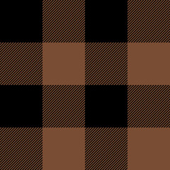 Tartan Coffee Brown plaid. Scottish pattern in black and brown cage. Scottish cage. Traditional Scottish checkered background. Seamless fabric texture. Vector illustration