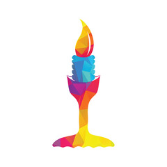 Candle logo design illustration. Abstract Candle fire logo vector template.