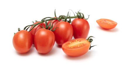 Italian plum tomatoes isolated on white background. A bunch of ripe fresh Roma plum tomato isolated...