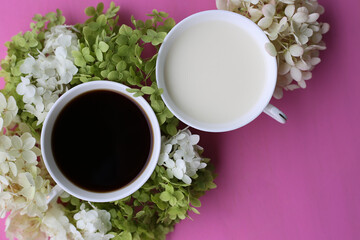 Obraz na płótnie Canvas cup of coffee and milk 