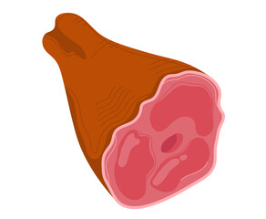 Meat red steak, beef fillet, barbecue chop, raw bossy slice, cut pork, isolated on white, design, flat style vector illustration. Fresh ingredient, pork menu, portion roast, close-up background.