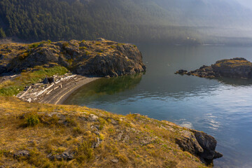 Lummi Rocks, In the Salish Sea, Washington State. Aerial view of one of the largest of the Bureau...