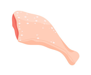 Chicken meat, fried poultry, cooked dinner, hen breast cooking, isolated on white, design, flat style vector illustration. Dutcher restaurant, cuisine symbol, delicious hot lunch, farm logo.