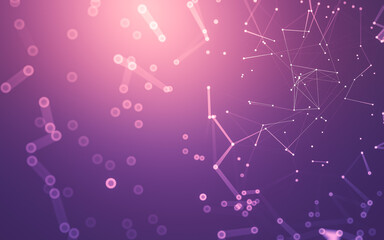 Abstract background. Molecules technology with polygonal shapes, connecting dots and lines. Connection structure. Big data visualization.