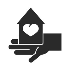 hand holds house love charity donation silhouette icon