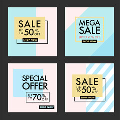 Sale banners with geometric background template