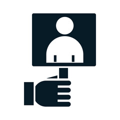 United States elections, hand with candidate in placard political election campaign silhouette icon design