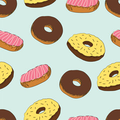 Donuts seamless vector pattern
