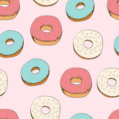 Donuts seamless vector pattern