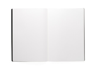 top view of open white notebook with blank page