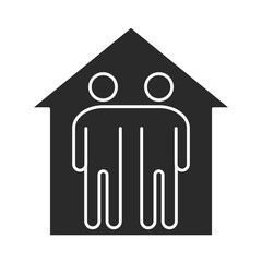 people inside home protection community and partnership silhouette icon