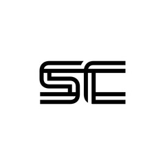 initial letter sc line stroke logo modern
