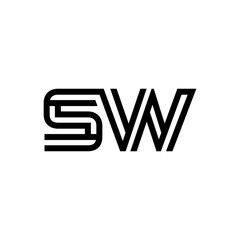 initial letter sw line stroke logo modern