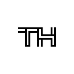initial letter th line stroke logo modern