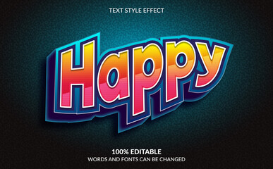 Editable Text Effect, Happy Text Style