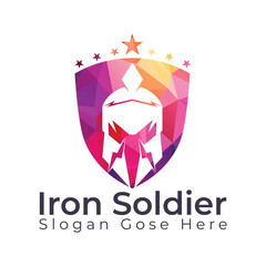 Iron soldier vector template. Spartan logo vector design template. Old Vintage Antiques Spartan warrior vector design	