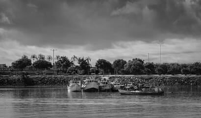 Fisher boats on the sea