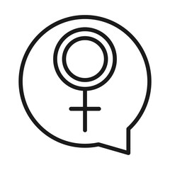 feminism movement icon, gender sign talk bubble, female rights pictogram line style