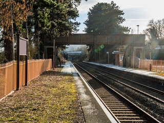 Fototapeta premium rural countryside railway station - warwickshire england uk
