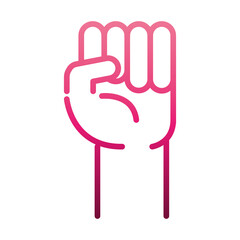 feminism movement icon, fist hand power, female rights gradient style