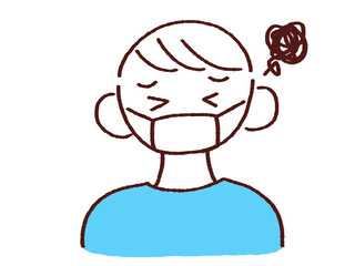 困るマスク姿の男性 1