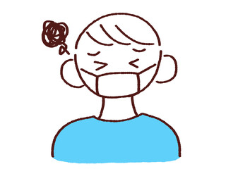 困るマスク姿の男性 2