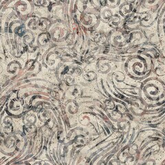 Chic formal grungy damask texture seamless pattern. High quality illustration. Ornate flourish baroque design in a trendy posh exotic style. Grainy fabric texture overlay.