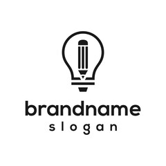 Bulb pencil logo design vector