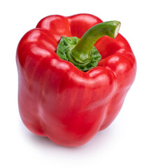 Sweet Bell pepper isolated on white background. Red  Sweet pepper isolated on a white background With clipping path. 