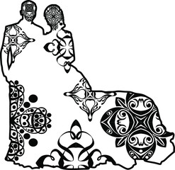 Wedding Vector Black Design With Nature Pattern