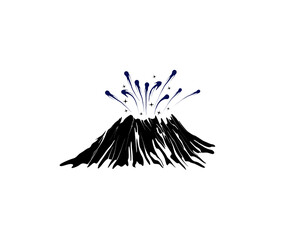 volcano erupted icon symbol and illustration isolated on white. © Kareemov