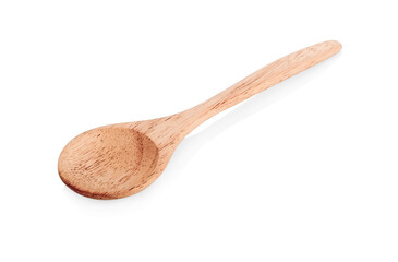 Wooden spoon on white background