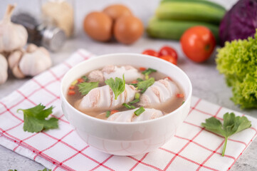 Squid soup stuffed with pork