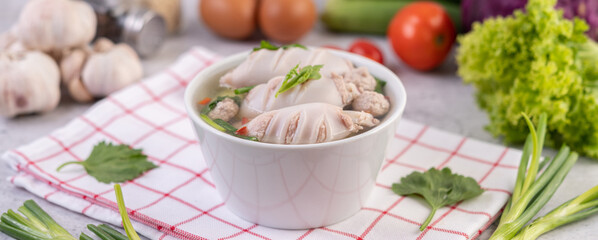 Squid soup stuffed with pork