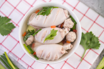 Squid soup stuffed with pork