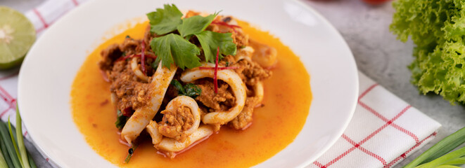 Stir-Fried Squid with Curry Powder.